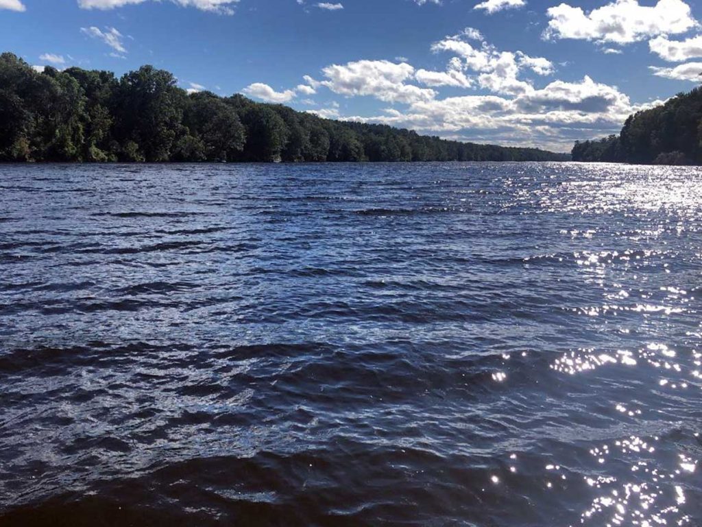 sun reflecting on river