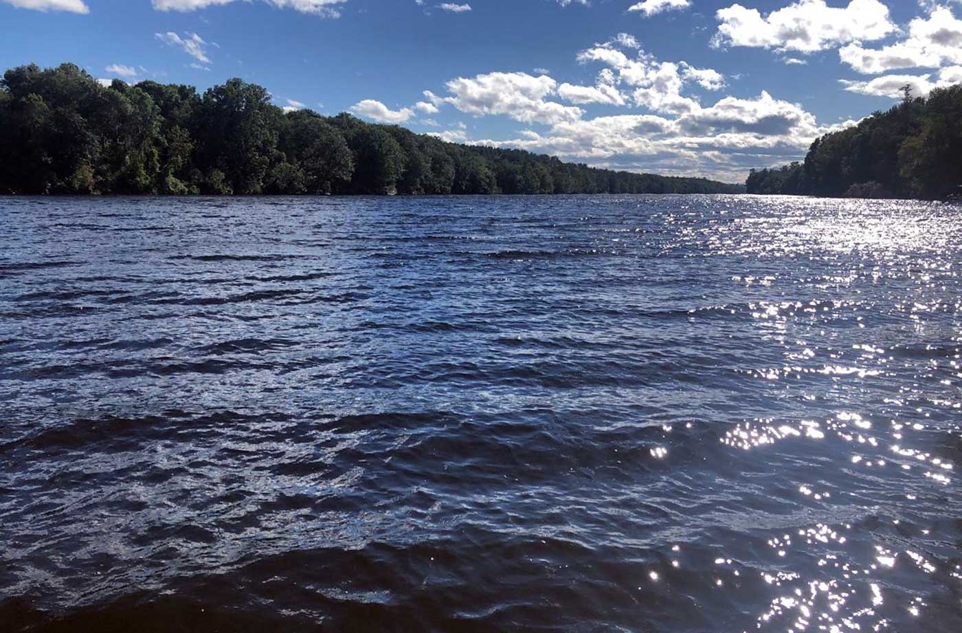 sun reflecting on river 