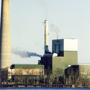 Wyman Station with smoke coming from smokestacks